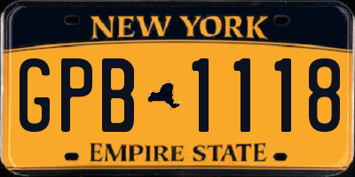 NY license plate GPB1118