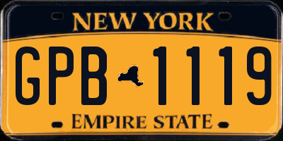 NY license plate GPB1119