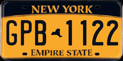 NY license plate GPB1122
