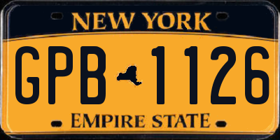 NY license plate GPB1126