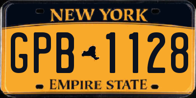 NY license plate GPB1128