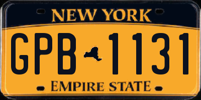 NY license plate GPB1131