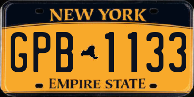 NY license plate GPB1133