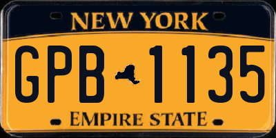 NY license plate GPB1135