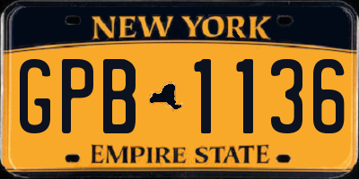 NY license plate GPB1136