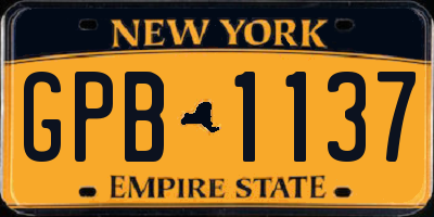 NY license plate GPB1137