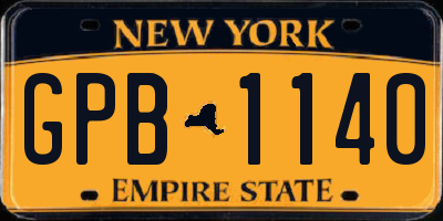 NY license plate GPB1140