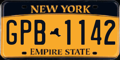 NY license plate GPB1142