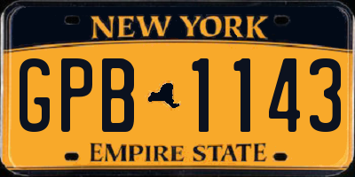NY license plate GPB1143