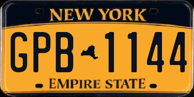 NY license plate GPB1144