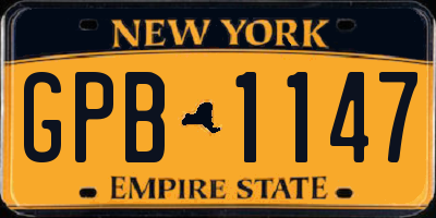 NY license plate GPB1147