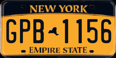 NY license plate GPB1156