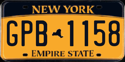 NY license plate GPB1158