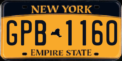 NY license plate GPB1160