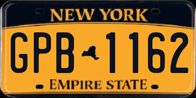 NY license plate GPB1162