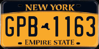 NY license plate GPB1163