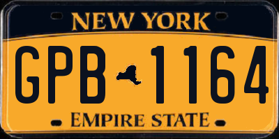 NY license plate GPB1164