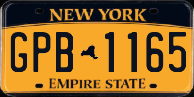 NY license plate GPB1165