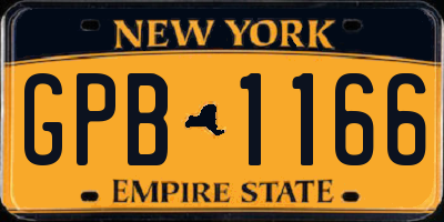 NY license plate GPB1166