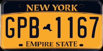 NY license plate GPB1167