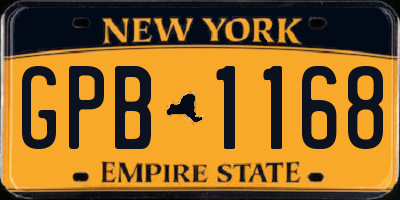 NY license plate GPB1168