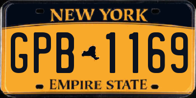 NY license plate GPB1169