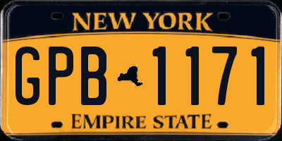 NY license plate GPB1171