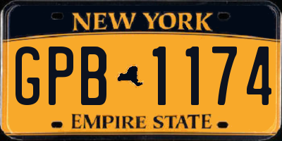 NY license plate GPB1174