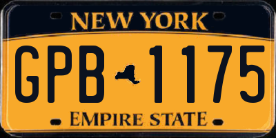 NY license plate GPB1175