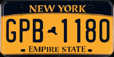NY license plate GPB1180
