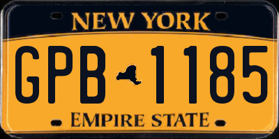 NY license plate GPB1185