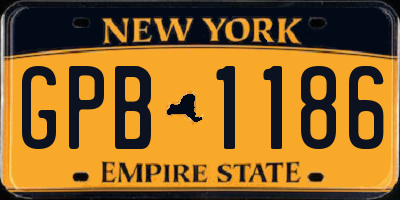 NY license plate GPB1186