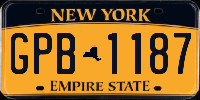 NY license plate GPB1187