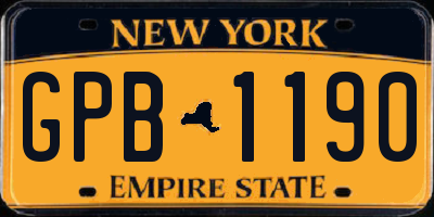 NY license plate GPB1190