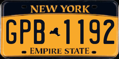NY license plate GPB1192