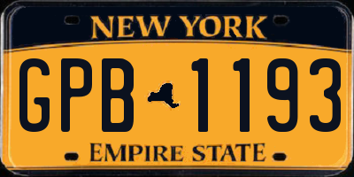 NY license plate GPB1193