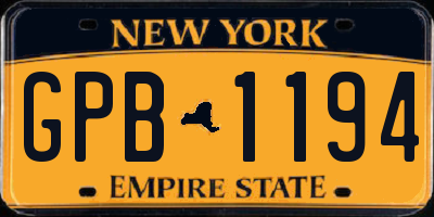NY license plate GPB1194