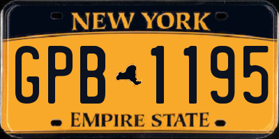 NY license plate GPB1195