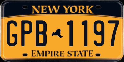 NY license plate GPB1197