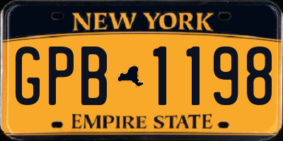 NY license plate GPB1198