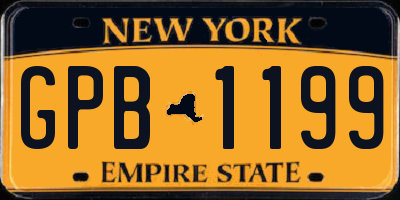 NY license plate GPB1199