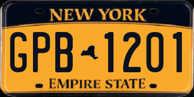 NY license plate GPB1201