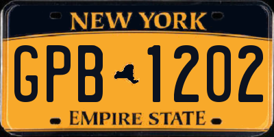 NY license plate GPB1202