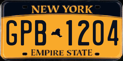 NY license plate GPB1204