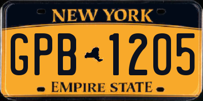 NY license plate GPB1205