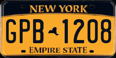NY license plate GPB1208