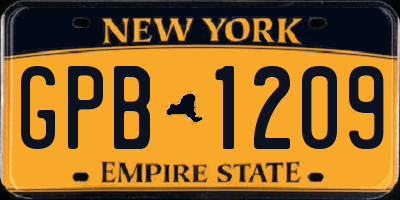 NY license plate GPB1209