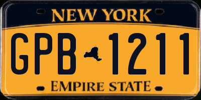 NY license plate GPB1211