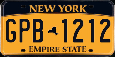 NY license plate GPB1212