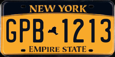 NY license plate GPB1213